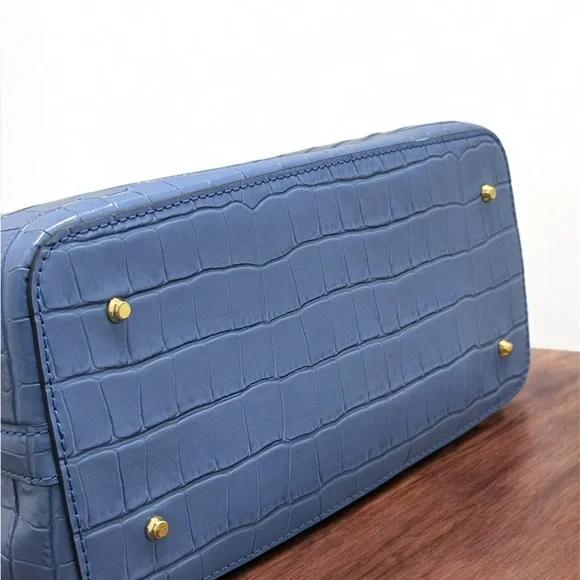 Brand New Ralph Lauren Blue Crocodile Embossed Women's Crossbody Bag - Picture 5 of 13